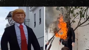Choque e Horror: Manequim de Trump Pendurado e Incendiado em Festival Espanhol!